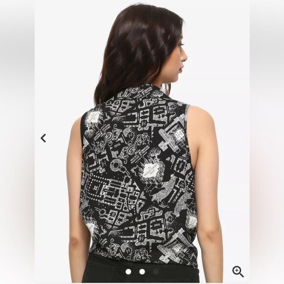 Harry Potter The Marauder's Map Print Top Sleeveless Buttons Down Size XL Junior - Picture 8 of 13